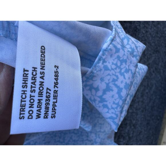 J Ferrar Mens XL PolyCotton Slim Stretch Floral Long Sleeve Button Up Shirt - Picture 7 of 7